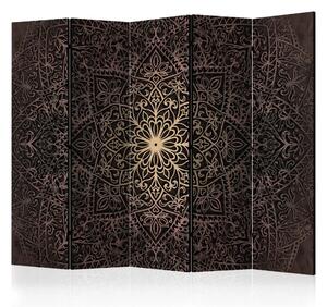 Paravento design Finezza reale II - mandala decorativa marrone in stile orientale
