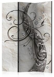 Paravento design Sentiero di diamanti - ornamenti argentati astratti in stile retrò
