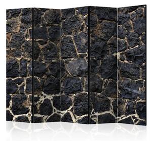 Paravento design Tramonto di pietra II - texture architettonica di pietra nera