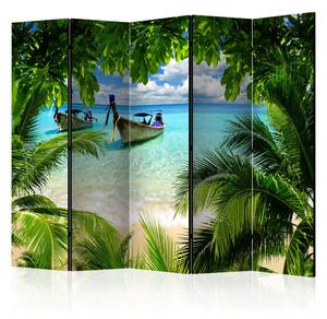 Paravento Paradiso tropicale II - palme, mare blu