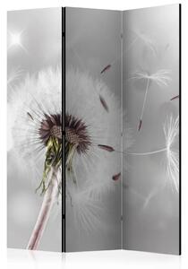 Paravento separè Catturare l'effimero - fiore romantico soffiato su sfondo grigio