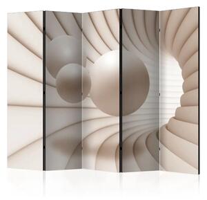 Paravento Palle nel tunnel II - illusione tridimensionale beige