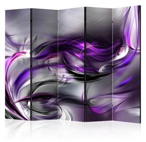 Paravento separè Vortice porpora II - vortice di onde viola e grigie