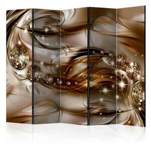 Paravento design Flusso di cioccolato II - diamanti astratti e onde e vortici marroni