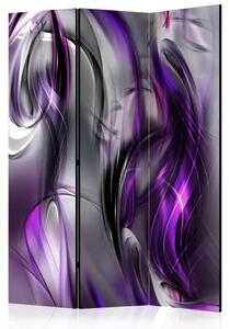Paravento separè Vortice porpora - fiori viola e grigi in un vortice rotante