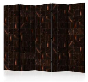 Paravento design Mistero della lava II - texture marrone di figure geometriche con bagliore