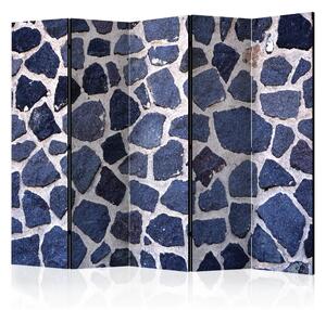 Paravento design Estate blu II - texture di muro con pietre blu