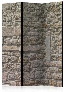 Paravento design Tempio di pietra - texture beige di mura urbane