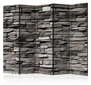Paravento design Facciata in pietra II - texture di mattoni di pietra in tema grigio