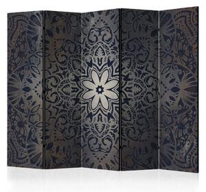 Paravento separè Fiori di ferro II - mandala orientale con ornamenti in uno stile scuro