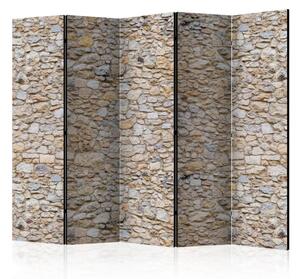 Paravento separè Ciottoli II - texture beige di un muro di pietra con dettagli architettonici