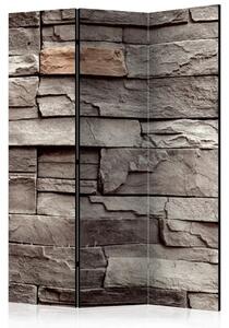 Paravento Muro del silenzio - texture marrone di mattoni di pietra