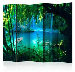Paravento design Cascate di Kursunlu II - paesaggio di cascata blu su sfondo di foresta