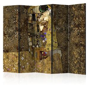 Paravento design Bacio d'oro II - figure romantiche nel tema di Gustav Klimt