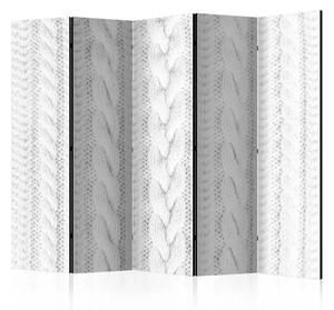Paravento separè Intreccio bianco II - tessuto bianco, treccia