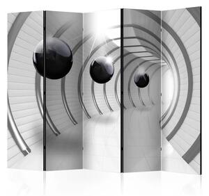 Paravento Tunnel futuristico II - spazio astratto con figure nere