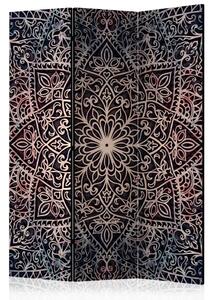 Paravento design Complessità spirituale - mandala su sfondo scuro in tema orientale Zen