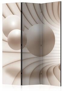 Paravento Sfere nel tunnel - illusione di figure geometriche in tunnel astratto