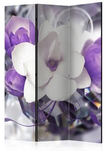 Paravento design Imperatrice viola - fiore di magnolia con piccoli fiori viola