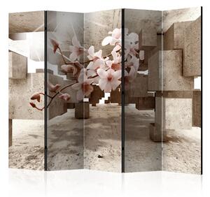 Paravento separè Piccole meraviglie II - orchidea bianca su sfondo astratto 3D