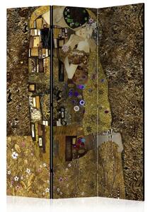 Paravento Bacio d'oro - coppia artistica in tema di Gustav Klimt