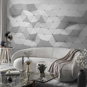 Carta da parati moderna Motivo geometrico - Illusione di triangoli bianchi con elementi neri