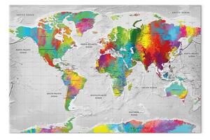 Quadro Mondo a colori - mappa del mondo in stile artistico