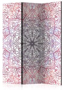Paravento separè Perfezione etnica - mandala colorata su sfondo bianco in tema Zen