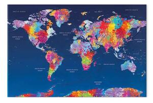 Quadro Continenti a colori - mappa artistica del mondo e scritte