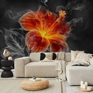 Carta da parati Fiore infuocato tra fumo