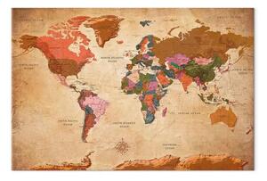 Quadro su tela Mappa del mondo: Eleganza marrone II