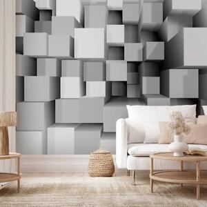 Carta da parati moderna Puzzle geometrici - cubi dai colori chiari che ampliano visivamente lo spazio