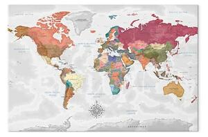 Quadro Viaggi nel mondo - mappa colorata con scritte in inglese