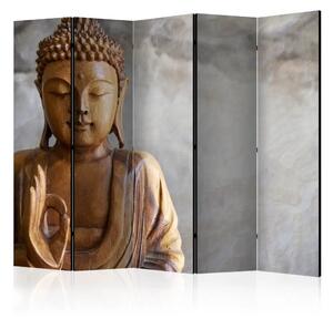 Paravento design Buddha II - Buddha in legno su sfondo grigio in stile Zen