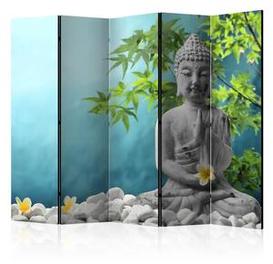 Paravento design Buddha in Meditazione II - Buddha in pietra in stile orientale