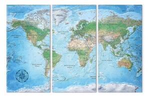 Quadro su tela Cartografia tradizionale II - mappa del mondo con scritte