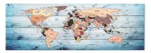 Quadro contemporaneo Mappe del mondo: Viaggi zaffiro - continenti su legno