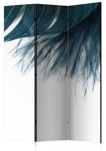 Paravento separè Piuma blu navy - romantica piuma blu su sfondo bianco chiaro