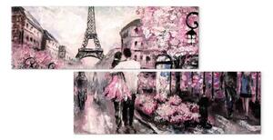 Quadro Amore: Parigi rosa - città artistica con sfondo Torre Eiffel