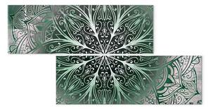 Quadro Mandala: Tesoro smeraldo - motivo verde orientale in stile Zen