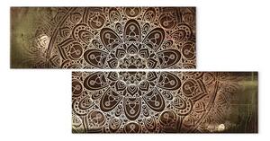 Quadro Mandala: Silenzio - motivi orientali in stile Zen con accento bronzeo
