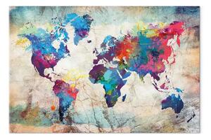 Quadro su tela Mappa del mondo: follia colorata