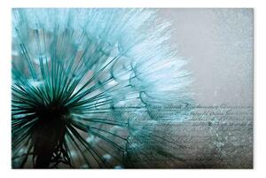 Quadro su tela Delicatezza blu - fiore soffione romantico con messaggi retrò