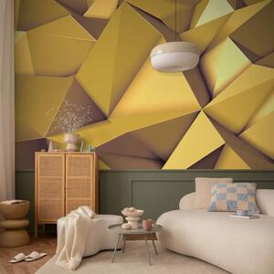 Carta da parati moderna Illusione geometrica 3D - composizione dorata