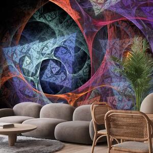 Carta da parati Nel regno dell’immaginazione - astrazione colorata su sfondo nero