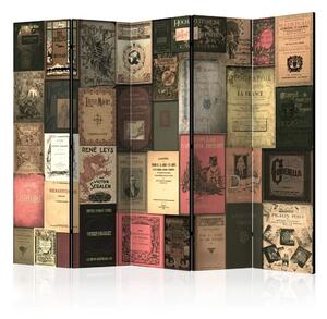 Paravento design Paradiso Librario II - copertine retro dei libri in stile romantico