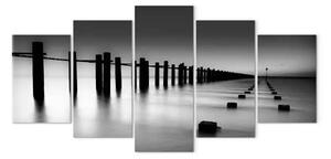 Quadro su tela Vista melanconica sul mare - paesaggio notturno della nebbia costiera