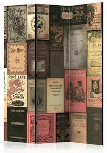 Paravento separè Paradiso Librario - texture romantica di mosaico dalle copertine retro dei libri