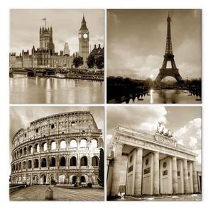 Quadro contemporaneo Capitali europee - fotografie dell'architettura delle città in seppia