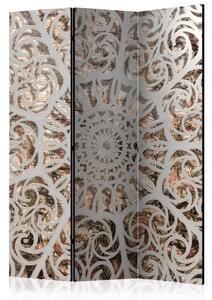 Paravento Canzone dell'Oriente - texture mandala grigia con sfondo beige